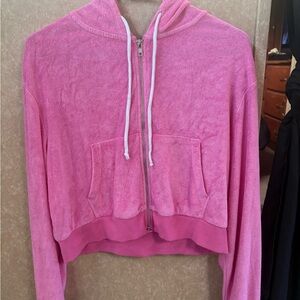 Pink Cropped Hoodie